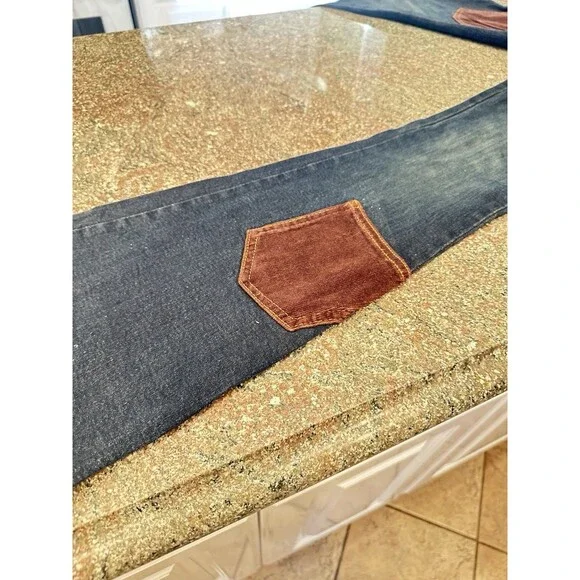 Vintage 70s style Patchwork Watch LA Flare Bell Bottom Cotton Denim Jeans NWT - Picture 9 of 16